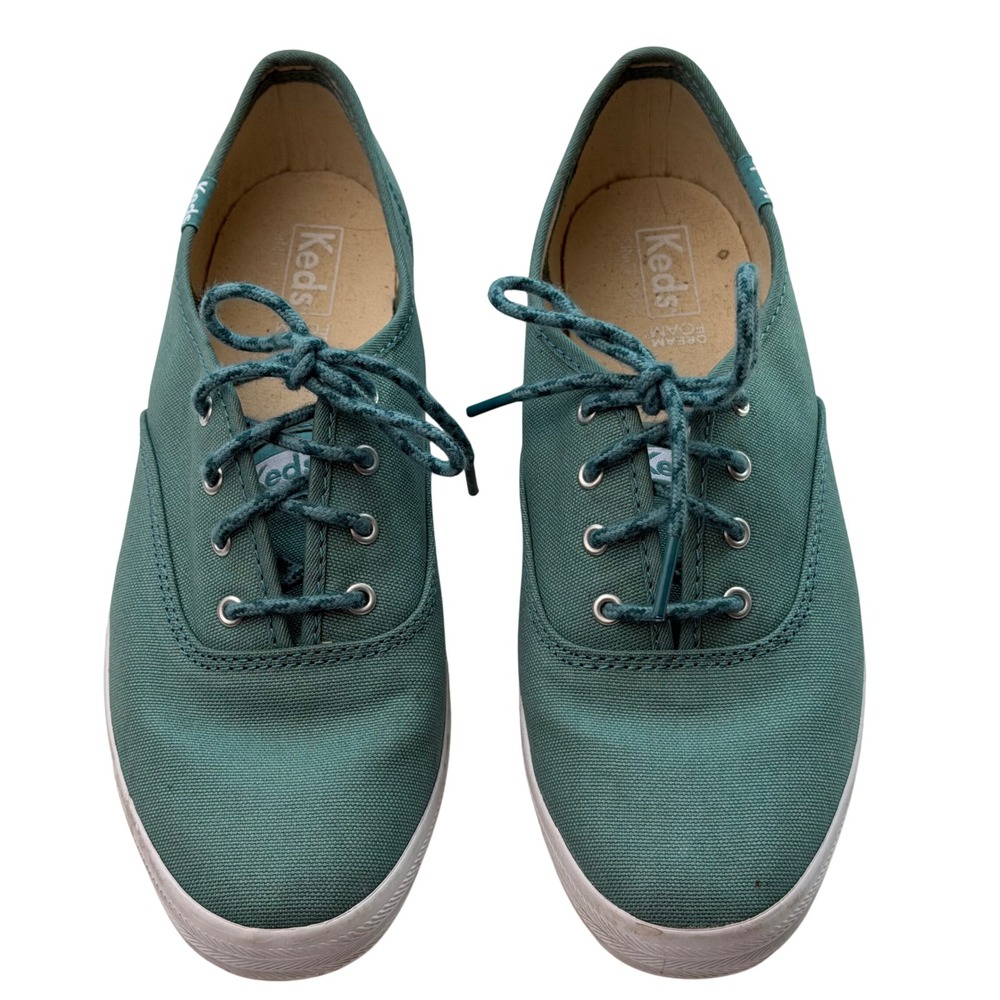 Keds Champion Teal Canvas Sneakers Low Top Dream Foam Retro Coastal Preppy 8